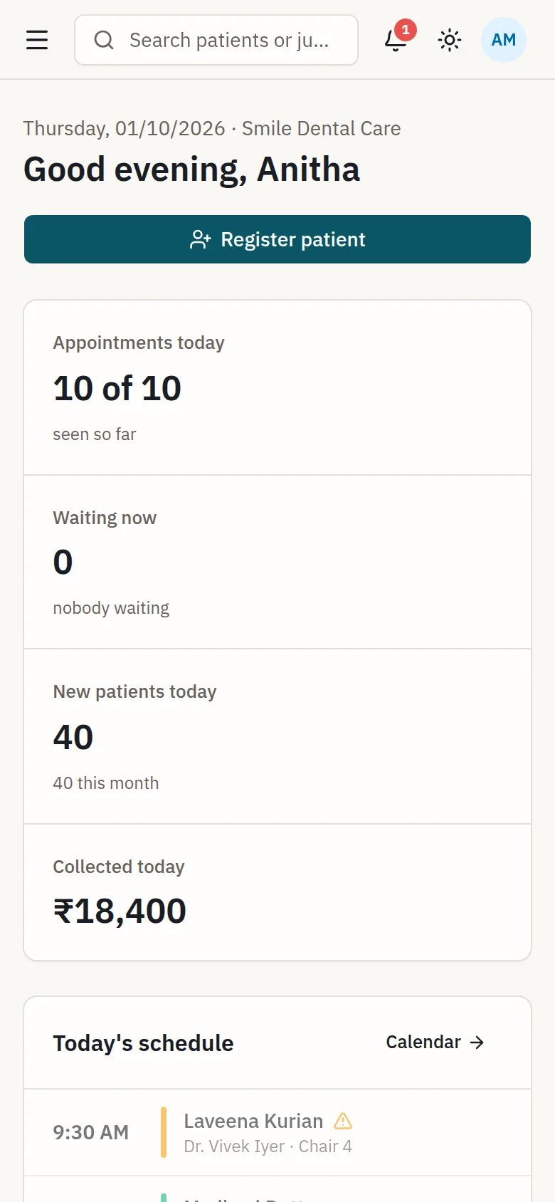 The same dashboard on a phone.
